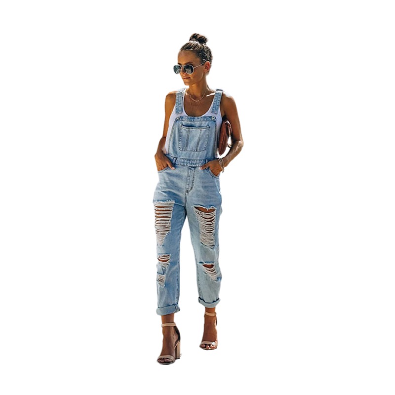 Ripped jeans jumpsuit on sale